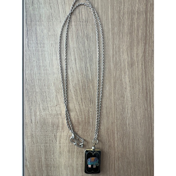 Vintage  Cloisonné Elephant Pendant Necklace - Picture 2 of 6